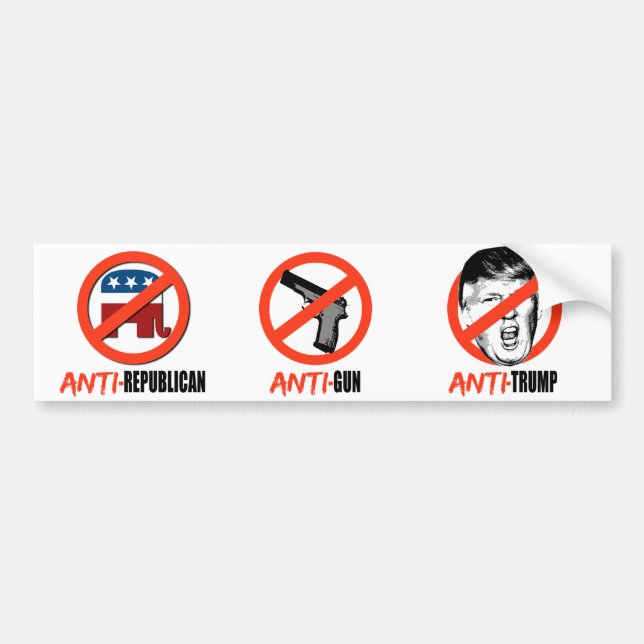Anti-Republikan Anti-Vapen Anti-Trumf - Bildekal (Framsidan)