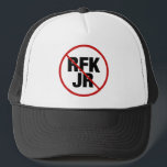 Anti RFK Jr. Vote against Robert F. Kennedy Keps<br><div class="desc">Demokrater förenar sig mot RFK Jr. Denna politiska kandidat till presidentvalet 2024 visar inte demokratiska party-värden. En röd strejka genom och en cirkel runt namn om Robert F. Kennedy Jr på en politisk hatt.</div>