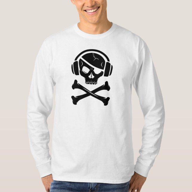 Anti-riaa logotyp för musikpiratpiratkopiering t shirt (Framsida)