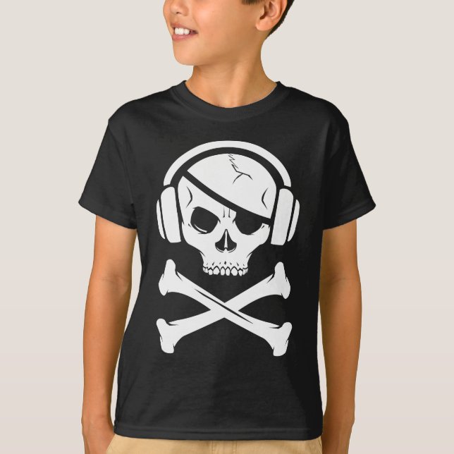Anti-riaa logotyp för musikpiratpiratkopiering tee shirt (Framsida)