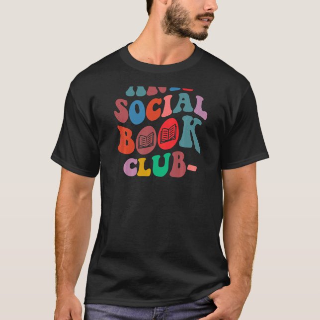 Anti social book club on back t shirt (Framsida)