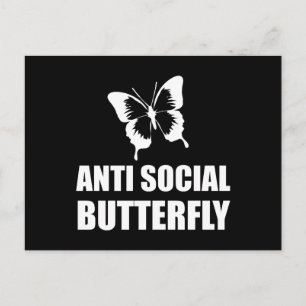 Anti Social Butterfly Funny Introvert Vykort