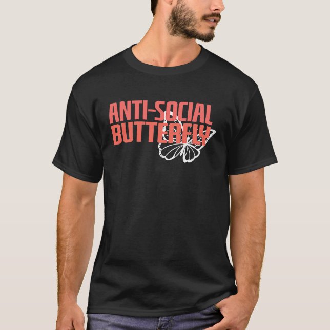 Anti Social Butterfly  Introvert Social Distancing T Shirt (Framsida)