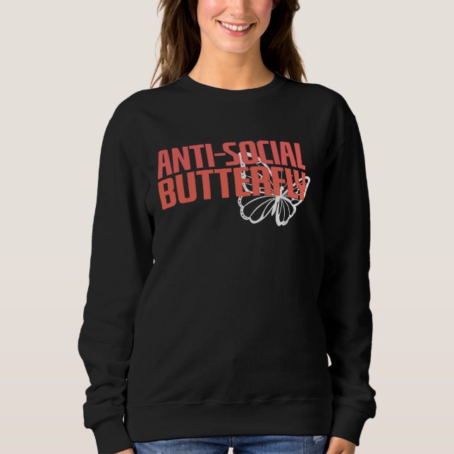 Anti Social Butterfly  Introvert Social Distancing T Shirt (Framsida)