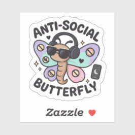 Anti-Social Butterfly Sticker – introvert design Klistermärken