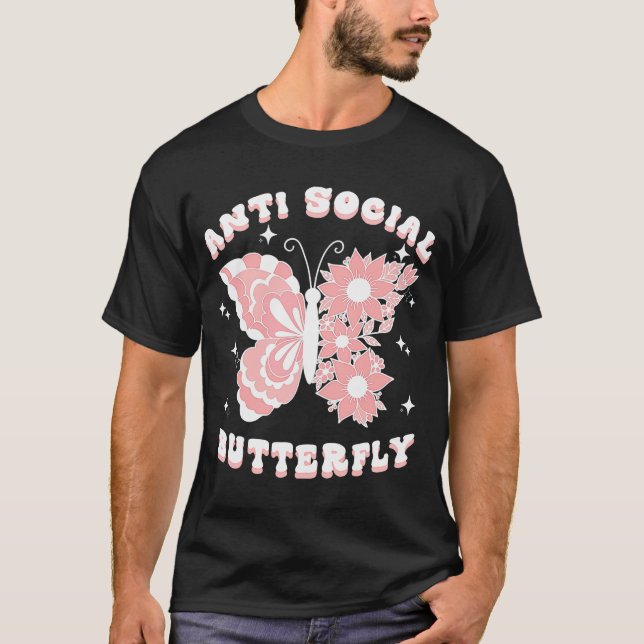 Anti-Social Butterfly Womens Introvert Anti Social T Shirt (Framsida)