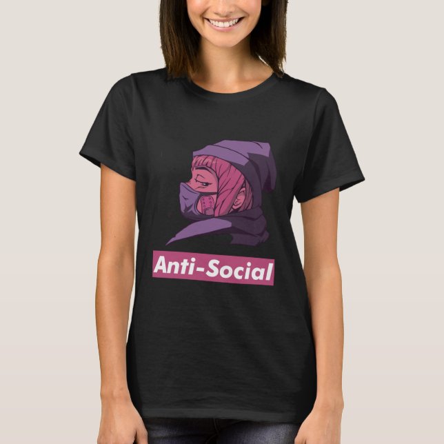 Anti Social Facemask japansk episode Noodles T Shirt (Framsida)