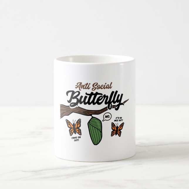 Anti Social Fjäril Kaffemugg (Center)