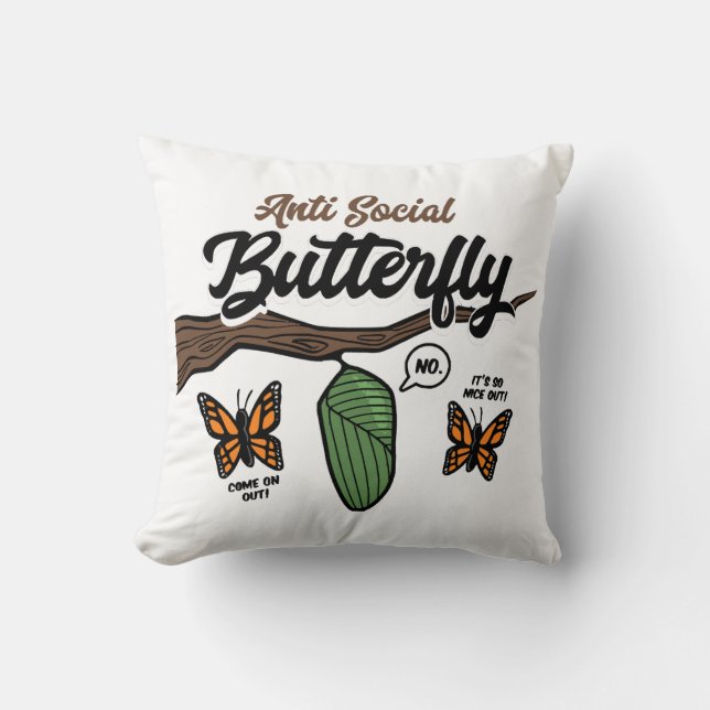 Anti Social Fjäril Kudde (Framsida)
