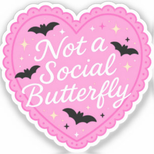Anti-Social Fladder Pink Goth Hjarta   Söt Gothic  Klistermärken