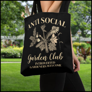 Anti Social Garden Club Tan Botanisk Illustration Tygkasse