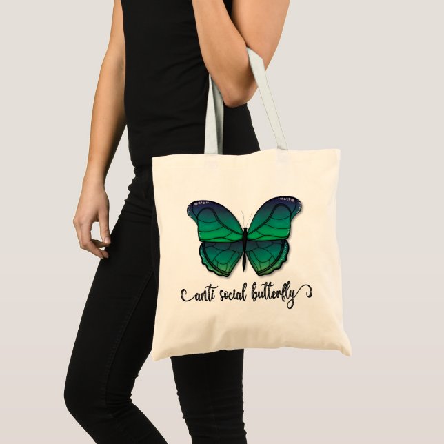 Anti-Social Grönt Butterfly Tygkasse (Framsida (produkt))