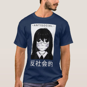 Anti Social japansk text, Aesthetic Manga Vaporwav T Shirt