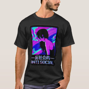 Anti-Social japansk textetisk, aestesisk formaporw T Shirt