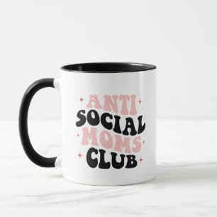 Anti Social Mamma Klubb Retro Rosa Typography Mugg