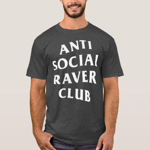 Anti-Social Raver-Klubb, vit Logotyp (framsida + b T Shirt