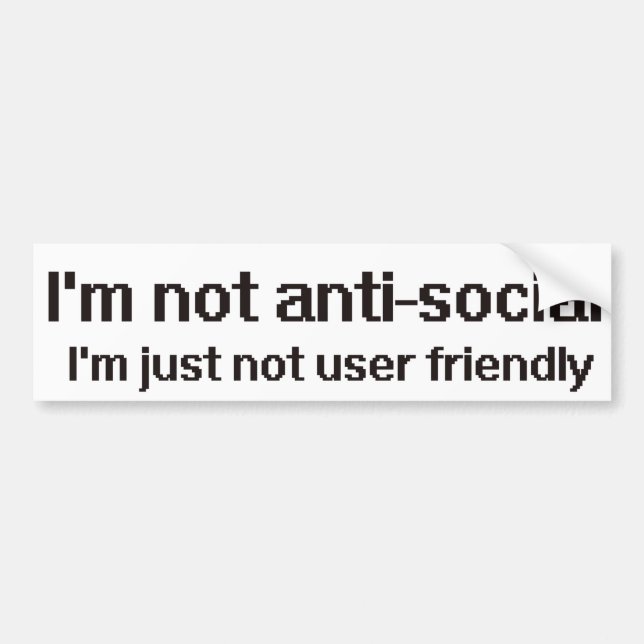 Anti-Social Techie Geek Bildekal (Framsidan)