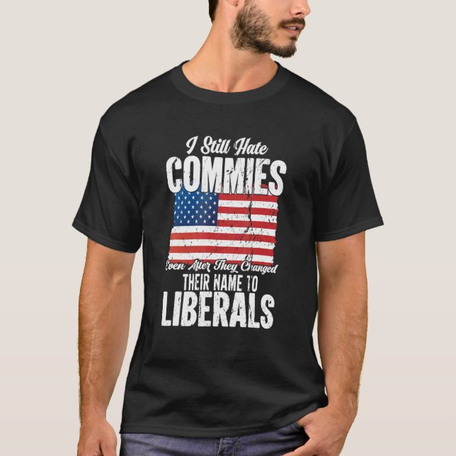 Anti Socialist Communist Pro America Patriotic T Shirt (Framsida)