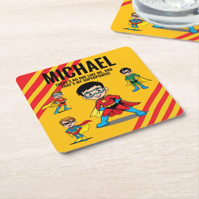 ANTI-STRESS KIDS HERO SUPERHERO POWER TEAM UNDERLÄGG PAPPER KVADRAT (Vinklad)