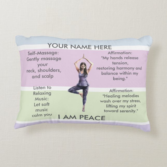 ANTI-STRESS RELAX CALM Meditation PEACE Prydnadskudde (Baksidan)