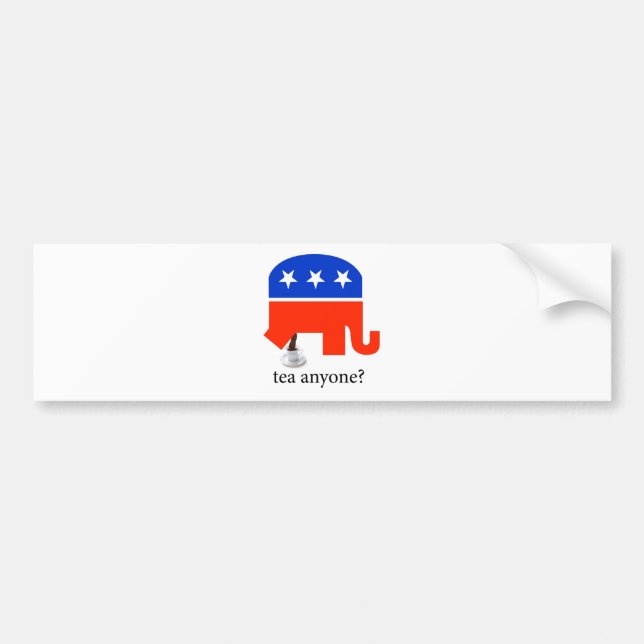 Anti Tea-Party elefantPoop i Teakopp Bildekal (Framsidan)
