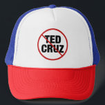 Anti Ted Cruz Keps<br><div class="desc">Demokrater förenar sig mot Ted Cruz. En röd strejka genom och en cirkel runt Ted Cruz namn på en politisk hatt för en liberal Texas-demokrat.</div>