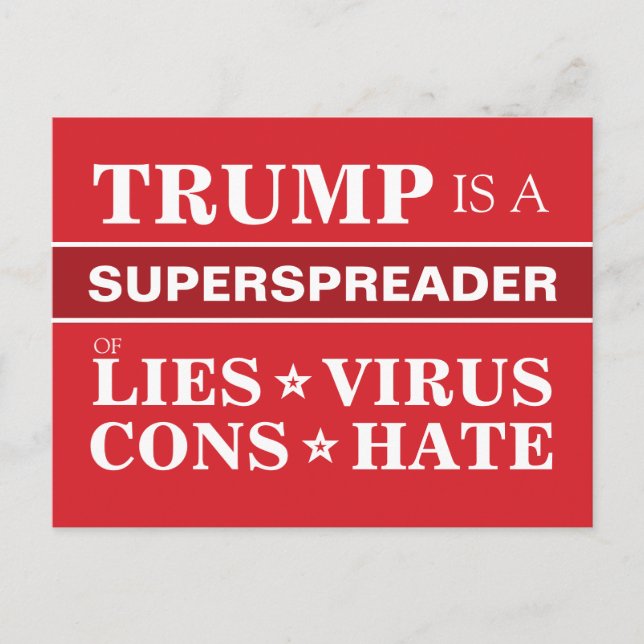 Anti-Trump 2020 Superspreader Ljuger Cons Hate Vykort (Framsida)