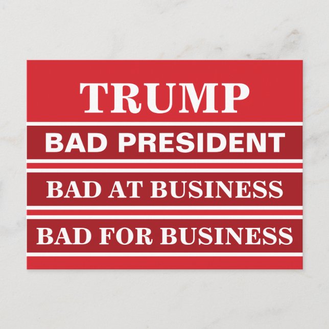 Anti-Trump Bad Business President Vote Blue Vykort (Framsida)