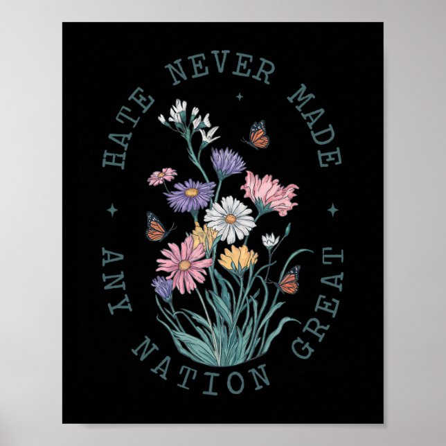 Anti Trump Blommigt Butterflies Demokratipresident Poster (Framsidan)