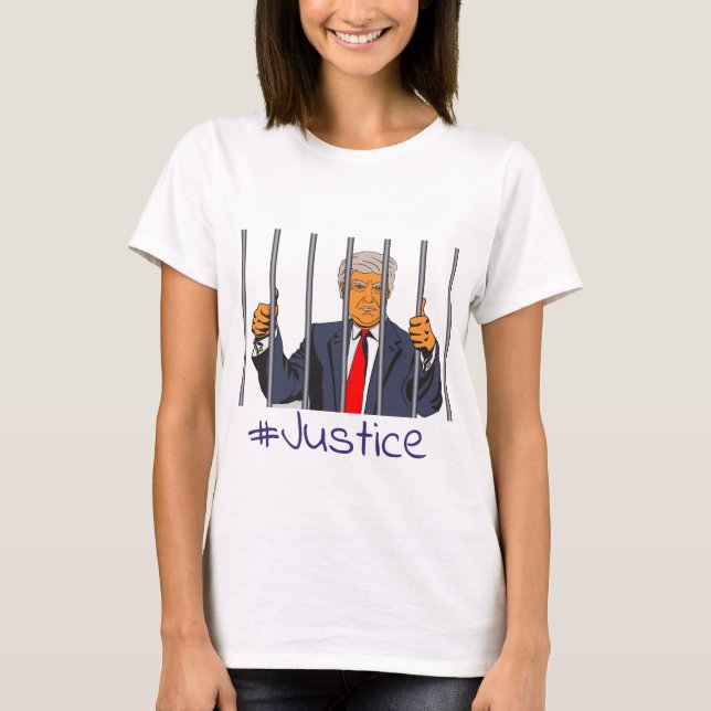 Anti Trump, Donald in Jail bakom Pub Justice T Shirt (Framsida)