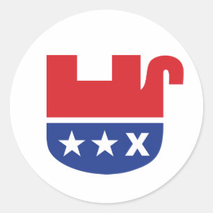 Anti Trump GOP Republikan Död Elefant Runt Klistermärke