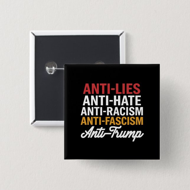 Anti Trump Hat Lögner och Fascism Motstå Anti Trum Knapp (Framsida & baksida)