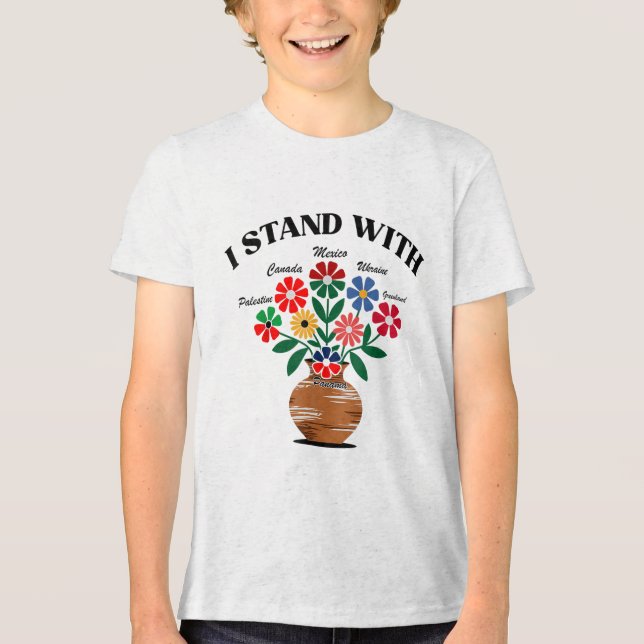 Anti Trump I står med Canada Mexico Grönland UK T Shirt (Framsida)
