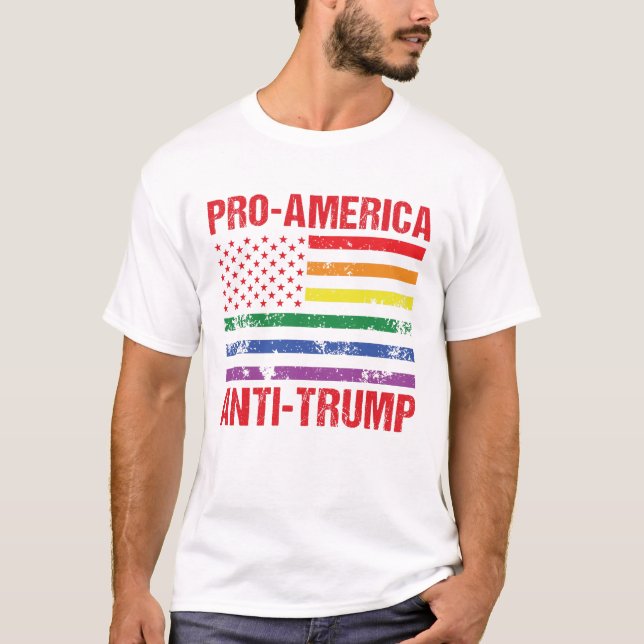 Anti-Trump LGBT-Pridet US Flagga Pro America Liber T Shirt (Framsida)