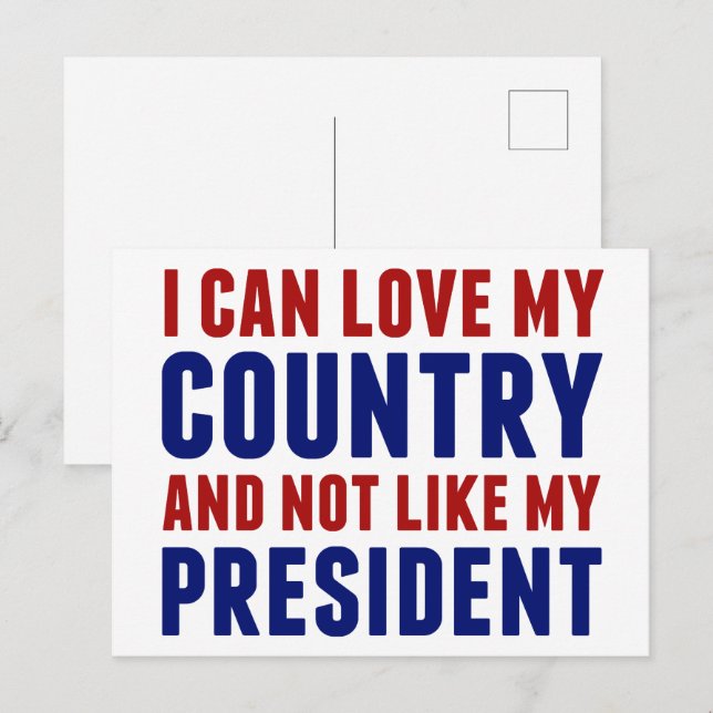Anti Trump Patriotic Inte min president Vykort (Fram/baksida)