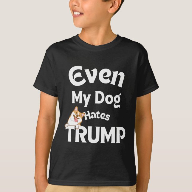 Anti Trump Tees Hund Hates Donald 2 T Shirt (Framsida)