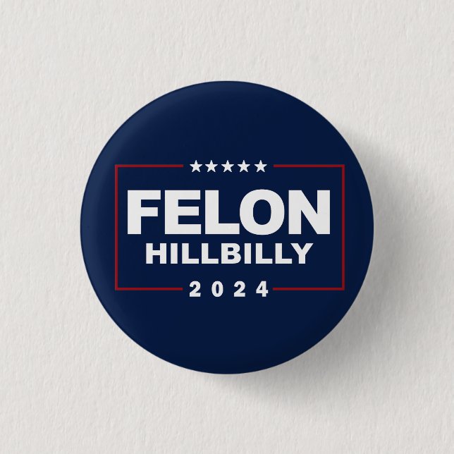 Anti Trump Vance - Felon / Hillbilly 2024 Knapp (Framsida)