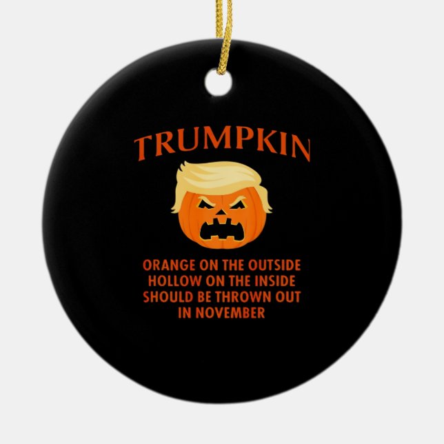 Anti Trumpkin Funny Halloween Julgransprydnad Keramik (Framsidan)