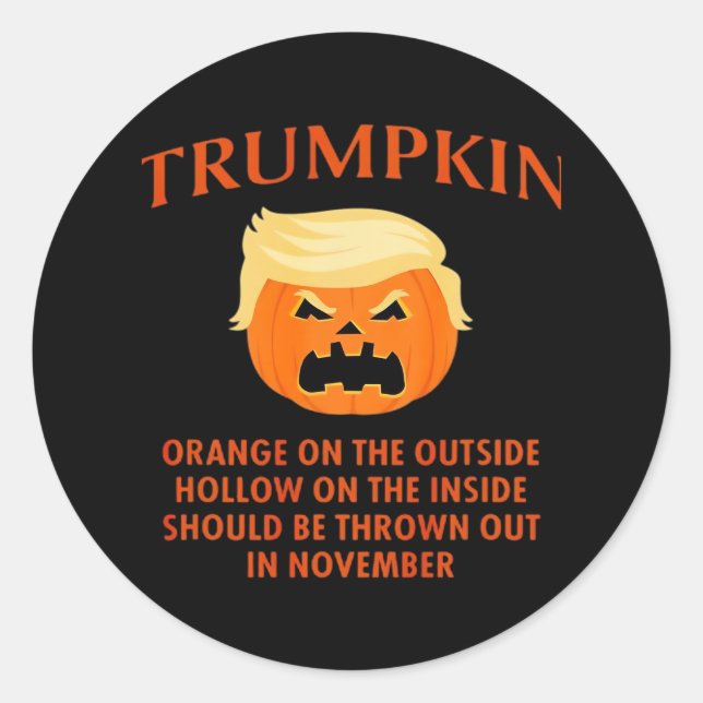 Anti Trumpkin Funny Halloween Runt Klistermärke (Framsida)
