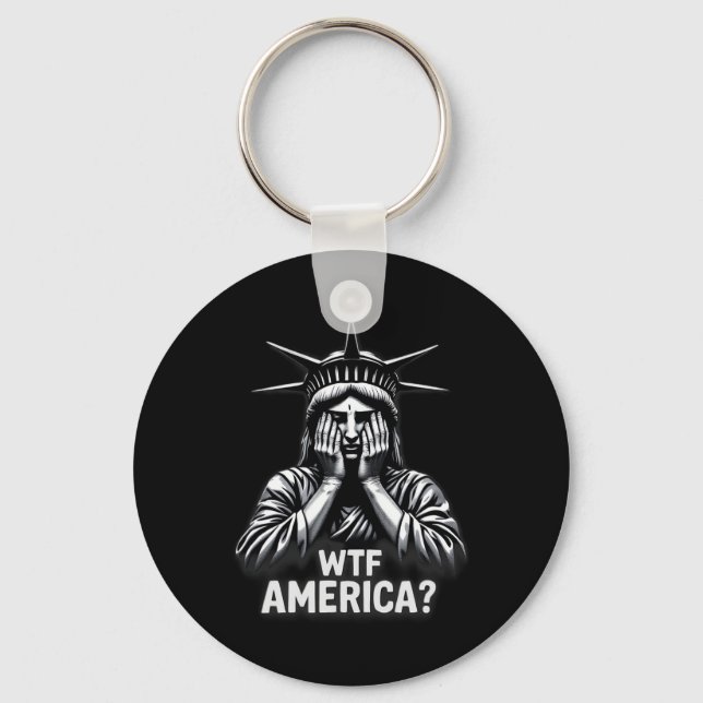 Anti-trumpy Policy and Democracy WTF America Nyckelring (Framsida)