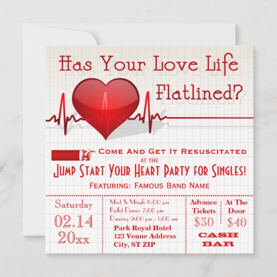 Anti Valentin For Flatlined Hjartagraf Inbjudan Zazzle Se