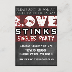 Anti-Valentin party för singlar för kärlekstankar Inbjudningar