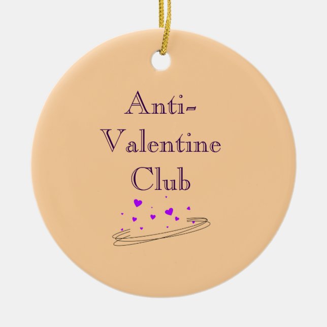 Anti Valentine Club Cute Minimal Pastel Art Julgransprydnad Keramik (Framsidan)