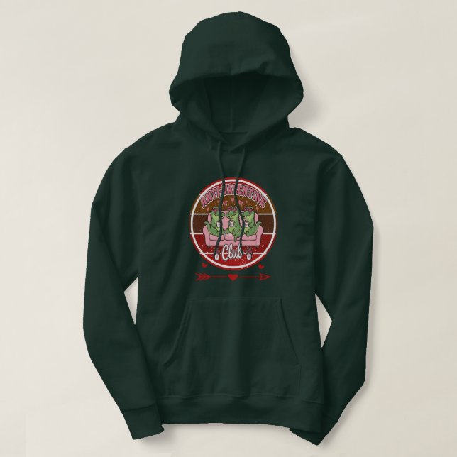 Anti Valentine Club Funny crocodile Valentine  Hoodie (Design framsida)