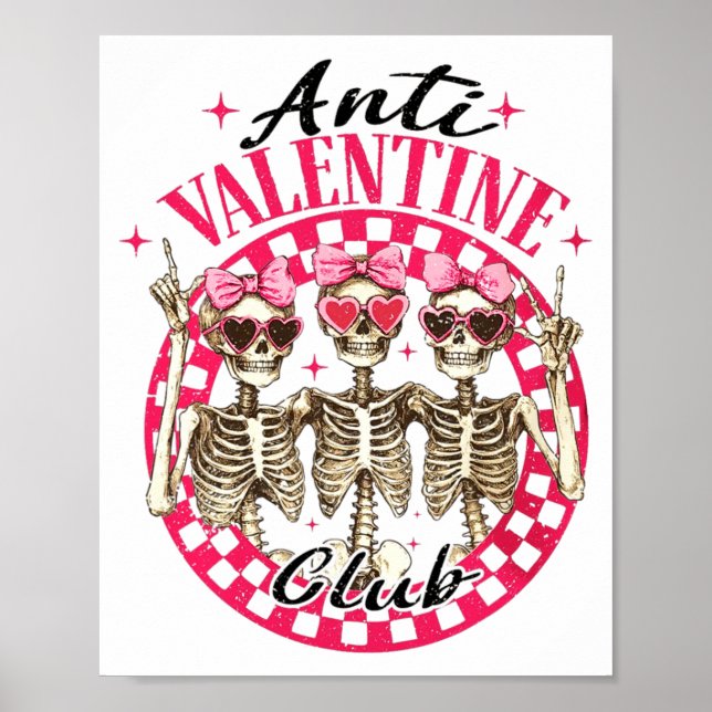 Anti Valentine Club Funny Valentines Day Vintage  Poster (Framsidan)