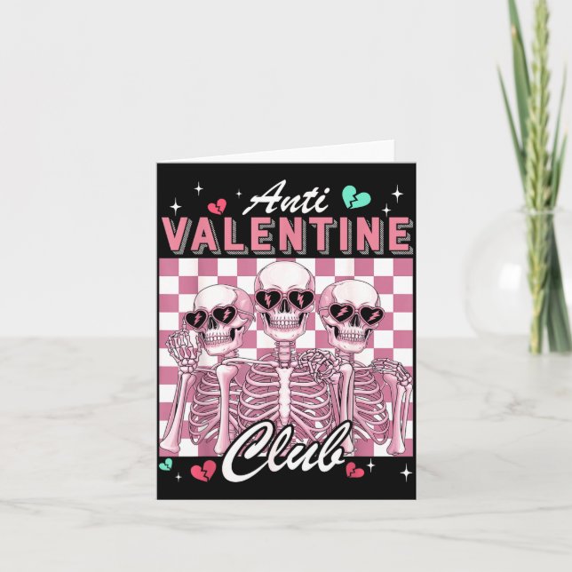 Anti Valentine Club Skelett Rolig Singel Valentin Kort (Framsida)