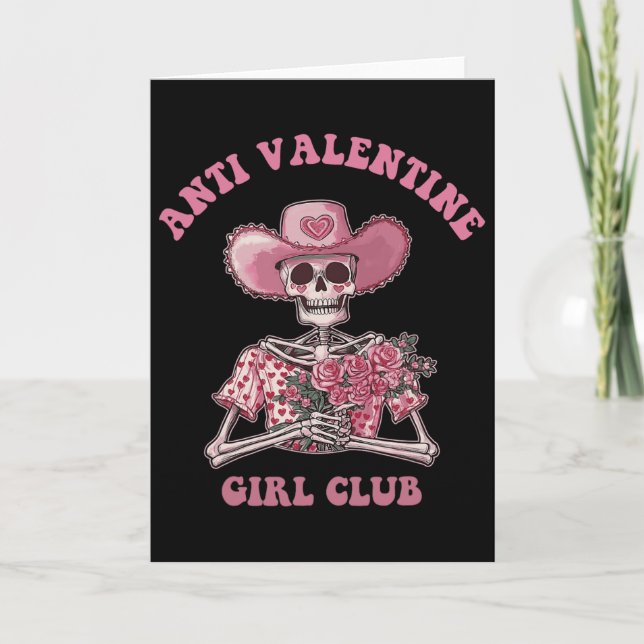 Anti Valentine Flickklubb Enkel Skelettvalentin Kort (Framsida)