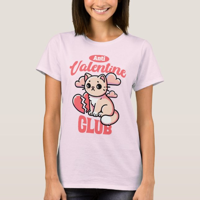 Anti-Valentine-Klubb - luddig design T Shirt (Framsida)