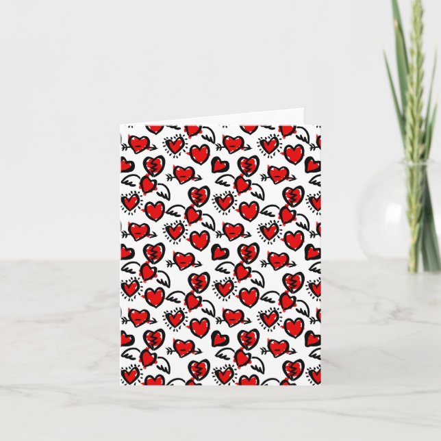 Anti-Valentine Sketch Mönster Helgkort (Framsida)