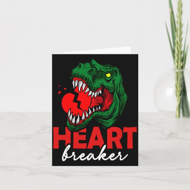 Anti Valentines Day Single Heart Breaker T Rex Di  Kort (Framsida)